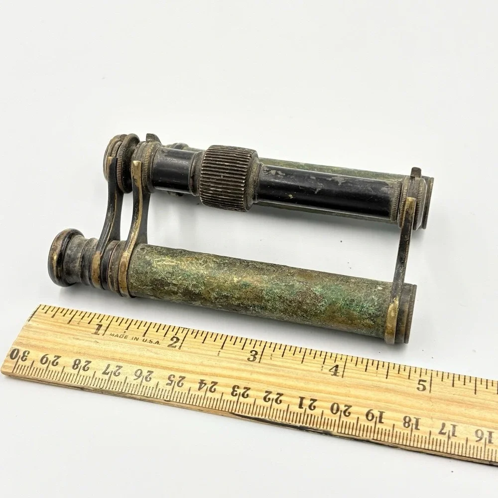 Rare Antique Naval Telescope Binoculars C1860 Brass Patina